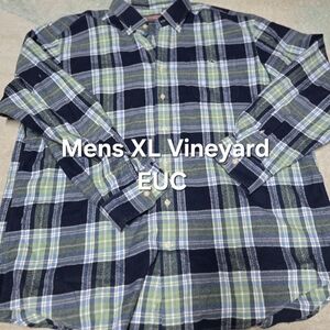 Vineyard Vines Navy, Light Green & White Plaid Button-Down Shirt